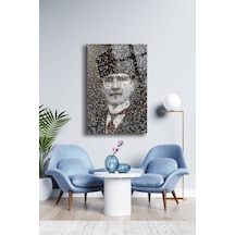 Atatürk Cam Tablo Portre Cam Tablo Duvar Dekoru Atatürk Portresi Kırılmaz Cam Solmaz Baskı 009