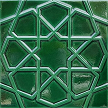 Armada Çini 20x20 Cm Rölyefli Yeşil Selçuklu Yıldızı Deseni Çini