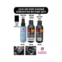 3'Lü Derby Açık Gri Deri Oto Direksiyon Döşeme Boyama Seti
