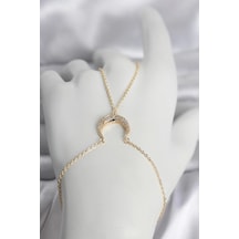 Mey İthalat Pirinç Gold Renk Hilal Model Zirkon Taşlı Kadın Şahmeran Çok Renkli