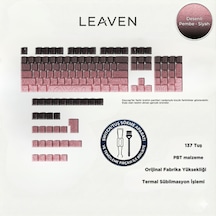 Mekanik Klavye -pbt Çift Baskı Keycap Seti- Çizgi Desenli 137 Tuşlu Pudra Pembe-siyah Tuş Takımı