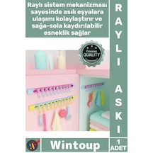 Askı Yapışkanlı Dolap İçi Pratik Askı Fonksiyonel 10 Kancalı Raylı Mutfak Banyo Düzenleyici Askı Çok Renkli