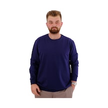 Mode Xl Büyük Beden Erkek Bisiklet Yaka Basic Sweatshirt U24174 İndigo İndigo