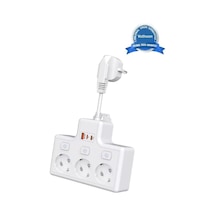 Termal Akım Korumalı 3 Lü Duvar Tipi Priz 1x Usb 2x Type-c Çıkışlı Grup Priz Çoğaltıcı 3500w 0-2