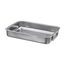 Metal Kare Fırın Kabı 24x34 Cm Paslanmaz Çelik Kulplu Kare Fırın Pişirme Tepsisi Diğer