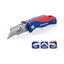 Workpro Wp211006 Ağır Hizmet Paslanmaz Çelik Gövde Katlanır Rötuş Maket Bıçağı + 6 Adet Yedek Bıçak