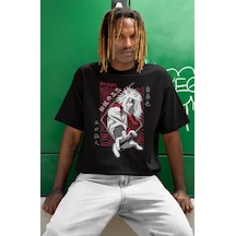 Jiraiya Baskılı Unisex Oversize Naruto Anime Dizi Karakter Tişört Siyah