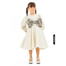 Xo Kids Büzgübalon Kollu Bohçalı Varaklı Kız Çocuk Elbise 3-7 Yaş 6518