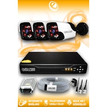 Elitcam 3 Kameralı Panda 3 Dış Kamera Set HDD'siz Full HD Gece Görüşlü Güvenlik Kamerası Sistemi