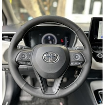 Toyota Corolla 2020-2024 Araca Özel Direksiyon Kılıfı Nokta Düz Gri Dikiş