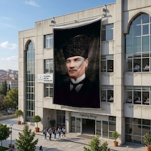 Kalpaklı Gazi Mustafa Kemal Atatürk Portresi Poster Bayrak Raşel Kumaş 6x9 Metre Ata35 Diğer