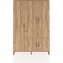 Arges Dolap 7 Raflı 5 Kapaklı Tek Askılı 132x30x195 Çam-çam/çam Çam