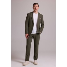 Erkek Yeşil Slim Fit Sivri Yaka Takım Elbise