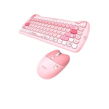 Km-6285 Catty Mini Wireless-bluetooth Kablosuz Ultra Sessiz Özel Tasarımlı Q Klavye Mouse Set Pembe Diğer