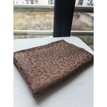 Laurel Scarf Leopar Desen Pamuk Ayrobin Jakar Şal Açık kahverengi