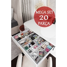 20 Parça Mega Set Çekmece İçi Düzenleyici - Banyo Makyaj Ve Takı Organizer Düzenleyici Şeffaf