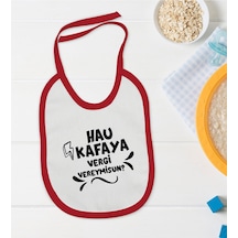 BK Kids Hau Kafaya Tasarımlı Kırmızı Bebek Mama Önlüğü-1 Kırmızı