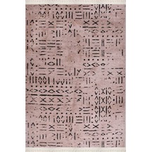 Çam Halı Crea Decolux Vena 8011 Bej Özel Kaymaz Tabanlı Pamuk Dokuma Kilim - 80x150