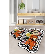 WILD ANIMALS DJT 2 LI SET Banyo Halısı Banyo Paspası Çok Renkli