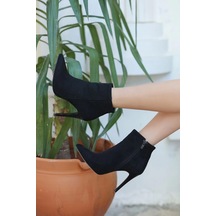 Blan Siyah Süet Topuklu Bot Çok Renkli