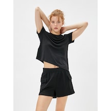 Koton Modal Crop Spor Tişört Asimetrik Kesim Antrasit 4wak10037nk Antrasit