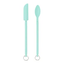 Yeşil 2 Adet/takım Spatula Araç Seti Silikon Mini Spatula Çift Uçlu Kazıyıcı Güzellik Kaşık İle Mutfak Kavanozları İçin