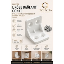 Plastik L Köşe Bağlantı Gönye Dolap Sabitleyici Köşebent Deprem Aparatı 50 Adet Çoklu Renk