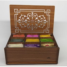 Ahşap Çay Kutusu Tea Box 9 Bölmeli Cvz 72 Adet Bitki Çayı Dahil Çok Renkli