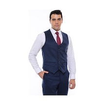 Wessi 8 Düğmeli Düz Lavcivert Erkek Yelek 001