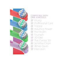 Tr Oral B Braun Elektrikli Diş Fırçası İçin Yedek Diş Fırçası Başlıkları - 8 Paket Çocuk Renkli Fırça Ba
