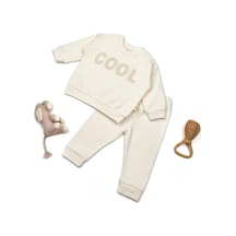 Babycosy Organic Wear Bebek Alt Üst Takım %95 Organik Pamuk - %5 Elastan, Bebek Yenidoğan - Csyr4517 Ekru