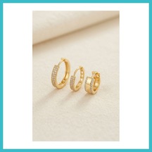 Bezos 3 Lü Set Gold Renk Halka Model Küpe Dfnbez