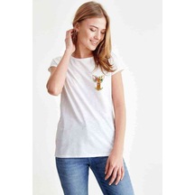 Watercolor Deer Kadın Beyaz Tshirt (534311938)