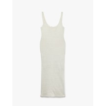 Koton Slim Fit U Yaka Kolsuz Yırtmaçlı Askılı Triko Elbise Gri 6sak80122uk