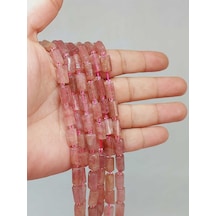 Bileklik Boy Çilek Kuvars Taşı 6x10mm Yarım Dizi 49912 18cm Uzunluğundadır Çok Renkli