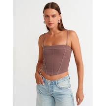 Dilvin Crop Top 101a20794 Kahve