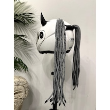Motor & Motosiklet 3d Baskı Siyah Şeytan Boynuzlu Gri Örgülü Çift Saç Kask Dış Aksesuarı Diğer