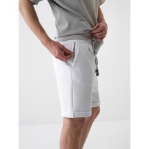 Xint Beyaz Pamuk Dokulu Regular Fit Şort 380200