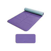 Gymo Hizalamalı 6mm Tpe Yoga Matı Pilates Minderi Diz Dirsek Koruyucu Matlı Set Lila Nane Yeşili
