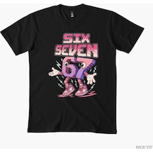 Flood Of Style Komik Pembe Brainrot Meme İtalyan Altı Yedi T-shirt Erkekler Kadınlar Için % 100% Pamuk T Shi Çok Renkli