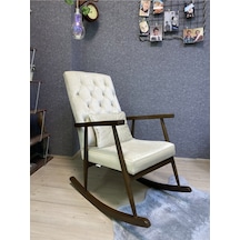 Asedia Trend Ceviz Krem Kapitoneli Sallanan Sandalye Koltuk