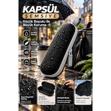 Kapsül Şemsiye Siyah Renk Katlanabilir Kompakt Yapı Yağmurlu Havalarda Kolay Kullanım Belirtilmemiş