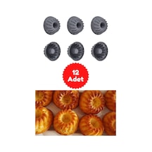 Antrasit 12'li Silikon Mini Kek Kalıbı - Muffin Kalıbı 12 Adet Göbekli Kek Kalıbı Silikon Çok Renkli Diğer