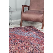 Blues Vintage Desenli Dokuma Taban Dekoratif Bordo Halı (Al 162)