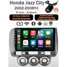 Honda Jazz City 2006-2008 Uyumlu 4gb Ram 64gb Android Navigasyon Multimedya Tesla Ekran Android Teyp Double Teyp Kablosuz Carplay Android Auto Bluetooth Wifi Gps Geri Görüş Kameralı 9"