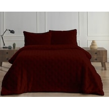 Merinos Dıamond 3 Parça Pietra Kürk Comforter Set Bordo Bordo