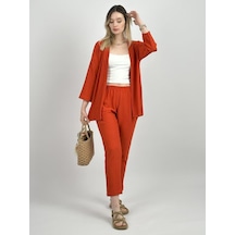 Kadın Pantolonlu Alt Üst İkili Kimono Takım Rahat Kalıp 001