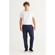 AC&Co / Altınyıldız Classics Erkek Lacı Slim Fit Dar Kesim Beli Bağlamalı %100 Pamuk Pantolon Lacivert