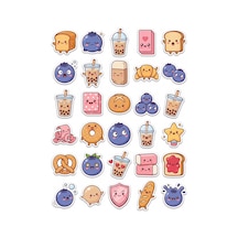 30 Adet Sevimli Yiyecekler Sticker Seti - Laptop Defter Telefon Planner İçin Çok Renkli