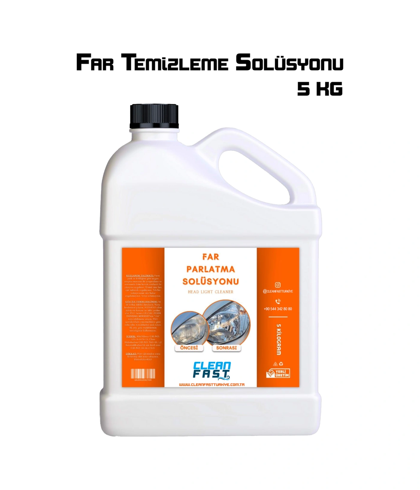 Yeni Nesil Premium Buharlı Far Temizleme Sıvısı Ve Parlatma Solüsyonu Kloroform Uyumlu 5 Kg